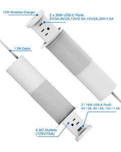Nouvelle station d'alimentation encastrable pneumatique à ouverture étroite de type US avec sortie USB et charge <span class=keywords><strong>sans</strong></span> fil 15W - Product Image 5