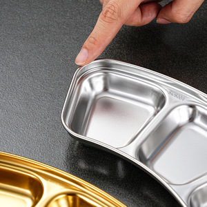 한국 황금 담그는 접시 304 스테인레스 스틸 냄비 부문 모양 소스 접시 바베큐 두 세 파티션 주방 액세서리 - Product Image 6