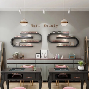 Decorative U-shaped <b>Wall</b>-mounted Nail Oil <b>Cabinet</b> Iron <b>Display</b> <b>Wall</b> Shelf Beauty Nail Shop - Product Image 2