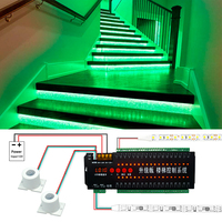 Contrôleur d'escalier LED intelligent à 36 étapes avec détecteur de mouvement et variateur d'intensité pour éclairage LED, idéal pour les influenceurs