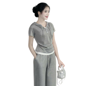 Conjunto de 2 piezas para mujer de tacto suave de fabricante OEM de Vietnam, pantalones y camisa, proveedor mayorista, ropa al mejor precio a granel - Product Image 6