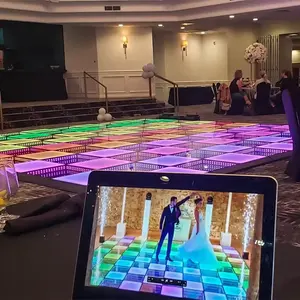 2024 3D piksel Rgb cahaya bintang putih cermin Led tikar lantai dansa Led cermin tari lantai untuk pernikahan disko luar ruangan