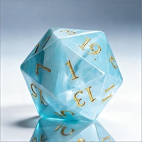 Lot de 7 dés polyédriques carrés personnalisés en verre et pierres précieuses bleu ciel (D4-D20) pour jeux de rôle D&D et jeux de société