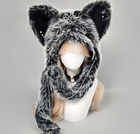 Chapeau unisexe gothique à oreilles de chat en fourrure, décoré d'une chaîne croisée, en peluche douce et chaude pour l'hiver, idéal pour la vente en gros, le cosplay, les fêtes d'Halloween et le quotidien