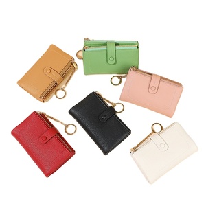 Suph iar Card Holder 6 Inch Double Zipper Coin <b>Purse</b> Women's Wallet Solid Color Everyday Use - Product Image 1
