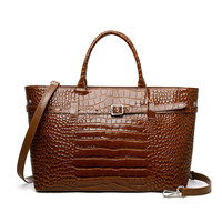Sac fourre-tout en cuir de vachette à motif crocodile pour femme, grande capacité, haute qualité, sac à bandoulière, vente en gros personnalisée, nouvelle collection 2026