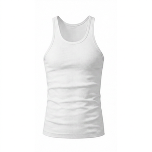 Débardeur Homme Blanc Côtelé Tricoté Respirant en Spandex/Coton 160g Col Rond Sans Manches Décontracté Imprimé Sérigraphié Multi-Positions - Product Image 1