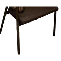 Chaise de salle à manger ergonomique, siège rembourré en cuir PU, dossier tissé, pieds en métal, style antique traditionnel pour la maison et l'hôtel
