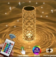 Lampe de table décorative en cristal de style moderne, rose, avec détection avancée, recharge, veilleuse créative, cadeau pour l'ambiance de la chambre