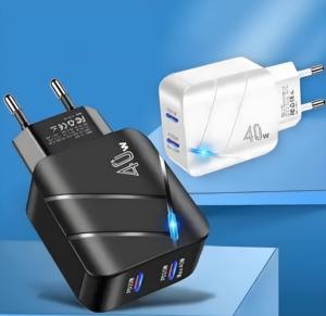 อะแดปเตอร์ชาร์จเร็วพอร์ตคู่ PD40W และ USB-C PD20W สำหรับ iPhone