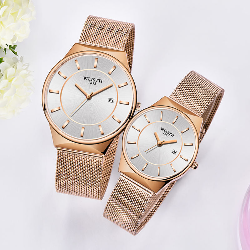 2022 Fashion Ladies and Men Male Lovers Watches Rose Gold Female