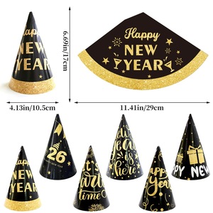 Cappelli di Carta Neri e Oro per Festa di <span class=keywords><strong>Capodanno</strong></span> 2027, Decorazioni per Feste di Fine Anno e per Bambini - Product Image 2