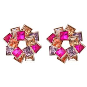 <span class=keywords><strong>2025</strong></span> <span class=keywords><strong>New</strong></span> Arrival Fashion Damen accessoires Mehr schicht ige quadratische Windmühlen-Ohr stecker aus Strass - Product Image 6