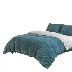 Sang Trọng Flannel Ấm Sọc Duvet Cover Bedding Set Vua Kích Thước Comforter Bìa Bộ Đồ Giường Bán Buôn