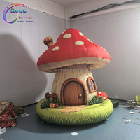 Maisonnette gonflable adorable en forme de champignon, thème conte de fées, pour fêtes d'enfants et décoration de terrain de jeux