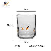 Großhandel Benutzerdefinierte Logo 12oz Klare Glasbecher mit Farbigem Aufkleber-Druck für Werbegeschenke
