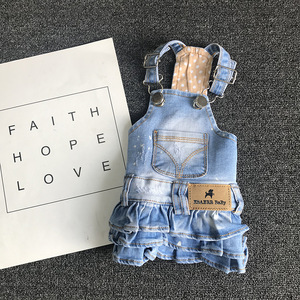 Fashion Sweet Puppy Cute Denim Jean Teddy Skirt Dresses Dog Dress Luxury <strong>Cat</strong> Boy Dress Pet Custom <strong>Clothes</strong> - Product Image 5