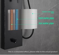 Panneau de douche multifonction mural noir avec système de massage et pluie artificielle