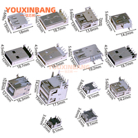 Boîte de connecteurs USB 82 pièces, 14 spécifications, mâle/femelle, mini-plaque de raccordement 2 broches, double couche 90 degrés, 180 degrés