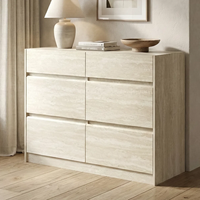 Nouvelle Commode Double à Texture Pierre avec Poignée Encastrée et Base Plinthe, Emballage Plat KD, Prix Distributeur