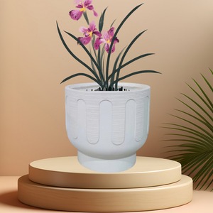 Maceta Moderna 001, Florero de Porcelana Blanca con Diseño Ondulado, Decoración para Mesa, 8-12 Pulgadas de Ancho, Maceta Personalizada - Product Image 5