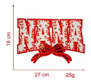 Nouvel arrivage : Patch NANA brodé en chenille et sequins, thermocollant, grande taille 27 cm - Product Image 3