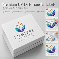 Autocollants de transfert UV DTF de luxe personnalisés, étiquettes de logo 3D imperméables, décalcomanies UV transparentes comme du cristal pour l'emballage de bouteilles, boîtes, OEM, ODM