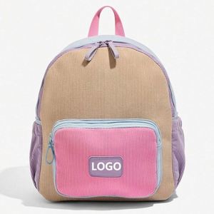 Custom Unisex School <b>Backpack</b> Kids Corduroy Bag Kids Baby Corduroy Kids Block <b>Backpack</b> - Product Image 4