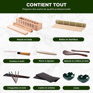 Kit de <span class=keywords><strong>Sushi</strong></span> Profesional para Principiantes 15 en 1 con Alfombrillas de Bambú Molde Onigiri Paleta de Arroz y Cuchillo para Uso de Padres e Hijos para Herramientas de <span class=keywords><strong>Sushi</strong></span> Rodantes - Product Image 5