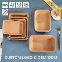 Barquettes alimentaires en papier kraft écologiques, assiettes en papier biodégradables jetables pour la restauration rapide, le barbecue, les sandwichs, logo personnalisé imprimé