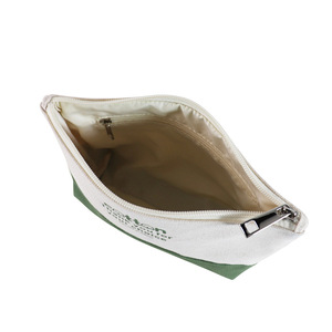 Neceser de maquillaje cosmético de algodón liso natural impreso con logotipo personalizado bolsa organizadora de viaje de lona con dos cremalleras - Product Image 5