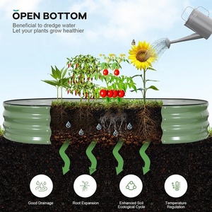 Bacs de jardin surélevés galvanisés ovales <span class=keywords><strong>en</strong></span> métal résistant à la rouille pour la plantation de légumes et de fleurs dans la cour - Product Image 5