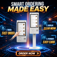 Kiosque de commande alimentaire avec écran tactile capacitif 10 points, scanner QR/code-barres, système d'exploitation Android/Windows, à poser au sol/monté au mur