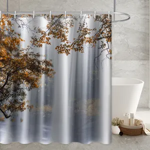 ม่านอาบน้ำป่าไม้,ชุดผ้าตกแต่งห้องน้ำพร้อมตะขอสำหรับใช้ตกแต่งต้นไม้เขตร้อนป่าน้ำตก