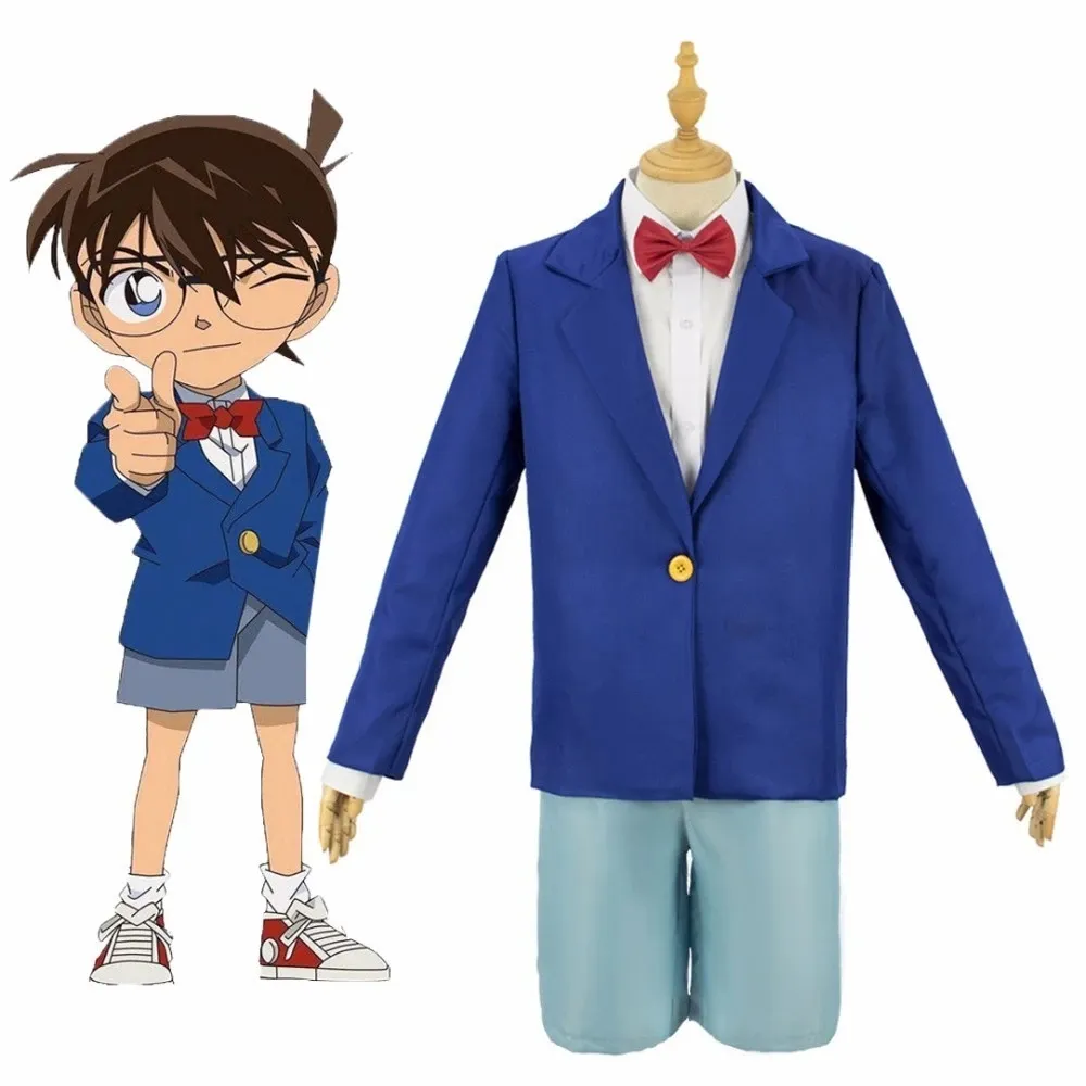 JP-Conjunto de uniforme escolar para niños y adultos, traje de Anime, Detective, Conan, Edogawa