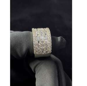 Stylish Urban Iced Out Gents <b>Ring</b> in 925 Sterling <b>Silver</b> <b>with</b> Handset Emerald Cut Diamond Look <b>Stones</b> for <b>Men</b> Hip Hop Party Wear - Product Image 1