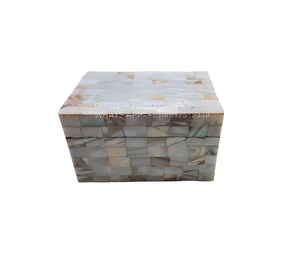 Boîte à bijoux rectangulaire en bois fait main avec incrustation de nacre, avec couvercle, pour rangement et décoration, idéale comme cadeau. - Product Image 2