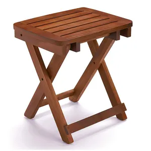 Оптовая продажа, Прямая поставка с завода, натуральный складной стул, душевая скамейка, полностью собранное сиденье для душа из тика, складное деревянное сиденье