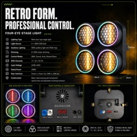 Luz LED COB Vintage de 200W con Anillo Interior Ámbar de 4x40W LED RGBW/Verde, Iluminación de Efectos DMX512 para Bares, Salones y Salas de Eventos