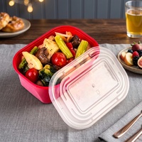 Boîte d'emballage alimentaire jetable en plastique PP rectangulaire, micro-ondable, pour plats à emporter, préparation de repas, directement de l'usine