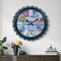 2025 Art Deco Quartz Fashion hadiah rumah tangga dekoratif cetak Logo botol bir penutup jam dinding plastik untuk Paskah
