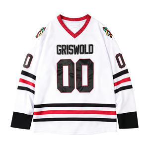 Maillot de hockey sur glace blanc vierge personnalisé OEM de haute qualité avec broderie sergé pour uniformes de hockey - Product Image 3