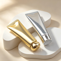 Tube cosmétique de luxe en PE or et argent, vente en gros, personnalisé, 80 ml, 100 ml, emballage vide pour nettoyant visage, crème de soin, avec bouchon à vis