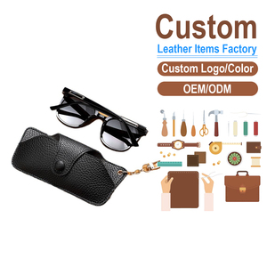 Factory Supply PU Leather Sunglasses Case, <b>Bag</b> <b>Charm</b> Eyeglasses Storage Pouch with Keychain - Product Image 2