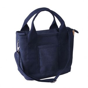 Sac fourre-tout en toile à double poignée grande capacité avec fermeture éclair et poches - Product Image 2