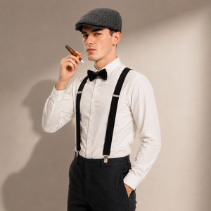 Ensemble de cosplay amusant de gangster des années 1920 pour hommes, accessoires de fête, bérets, cigares, bretelles, montre de poche, ensemble d'accessoires de costume Gatsby - Product Image 2