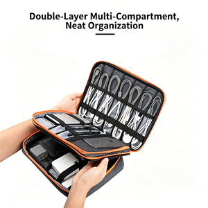 Shockproof Box-Type Double Layer Zipper Closure Electronics Organizer <b>Bag</b> Portable Tech Storage Case <b>for</b> Travel Business Trip - Product Image 6