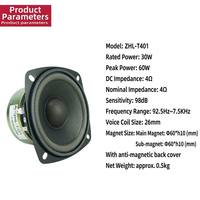 Haut-parleur compact à large bande de fréquences LS ZHL-T401 de 4 pouces, 30W/60W, 4,0 ohms, en métal, sensibilité 98 dB, réponse en fréquence pour usage commercial
