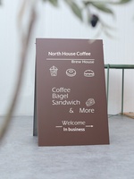 Panneau publicitaire pliable en forme de A en acier inoxydable sur pied, personnalisé pour les cafés