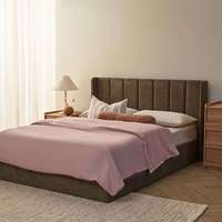 Cama Otomana Moderna Tapizada con Cabecero de Ala y Plataforma de Almacenamiento, Tamaños Queen, King, Full, Twin, con Compartimento de Almacenamiento Oculto y Elevable